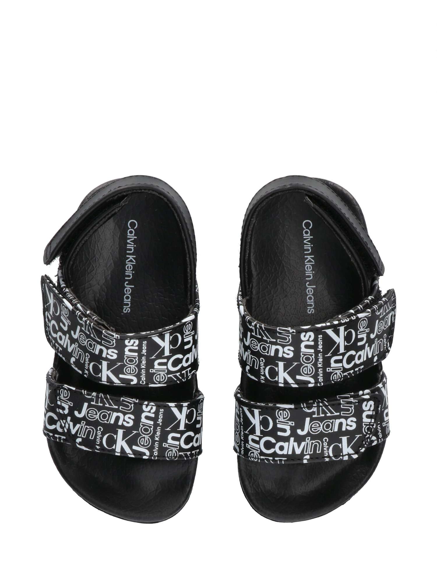 Buy Calvin Klein Kids' Logo Riptape Strap Sandals, Black/White Online at johnlewis.com