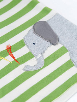 Frugi Baby Organic Cotton Easy On Wrap Around T-Shirt & Shorts Set, Kiwi Stripe/Elephant