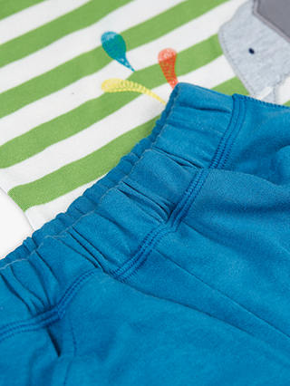 Frugi Baby Organic Cotton Easy On Wrap Around T-Shirt & Shorts Set, Kiwi Stripe/Elephant