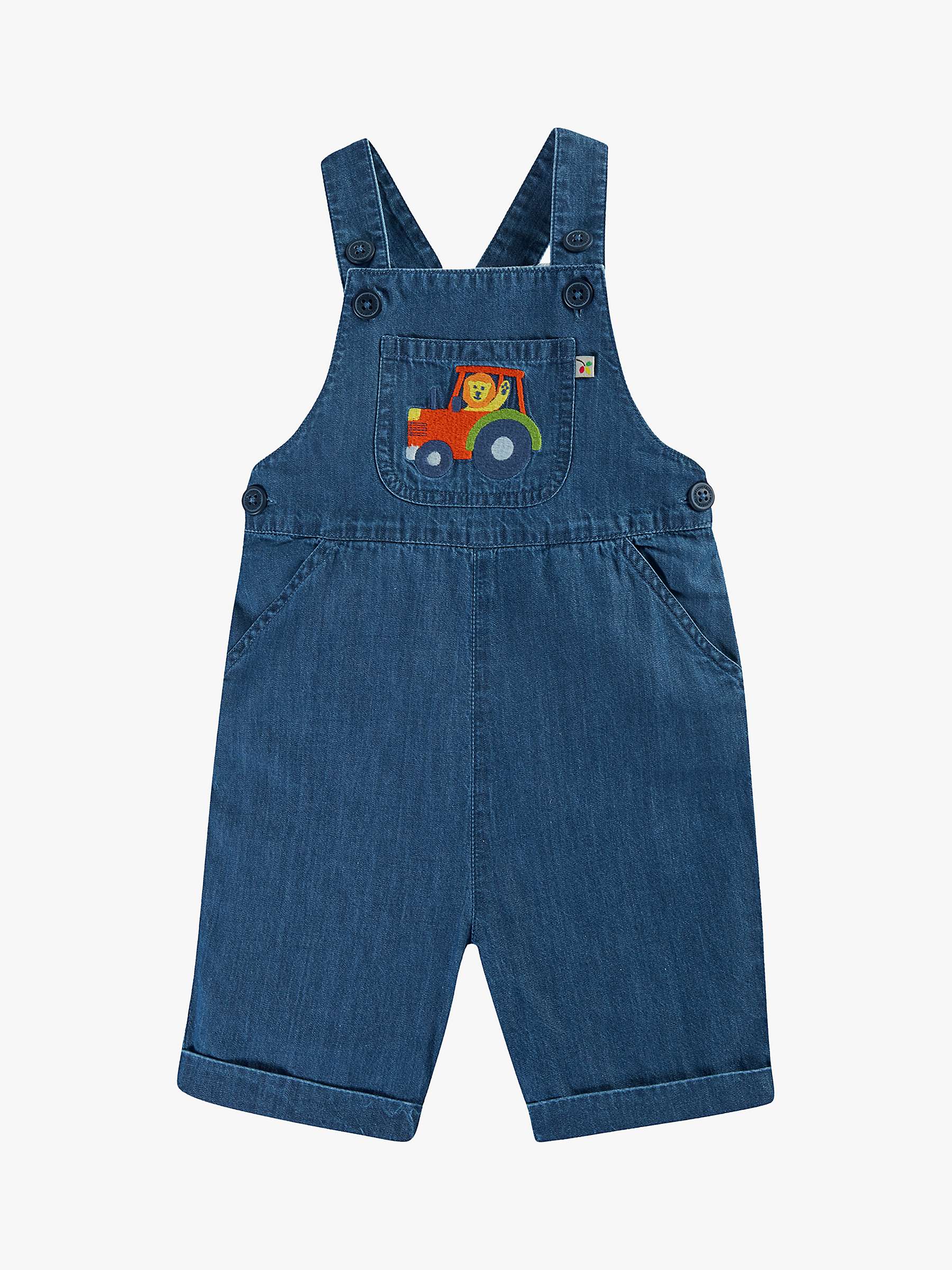 Buy Frugi Baby Carnkie Organic Cotton Tractor Dungarees, Chambray/Multi Online at johnlewis.com