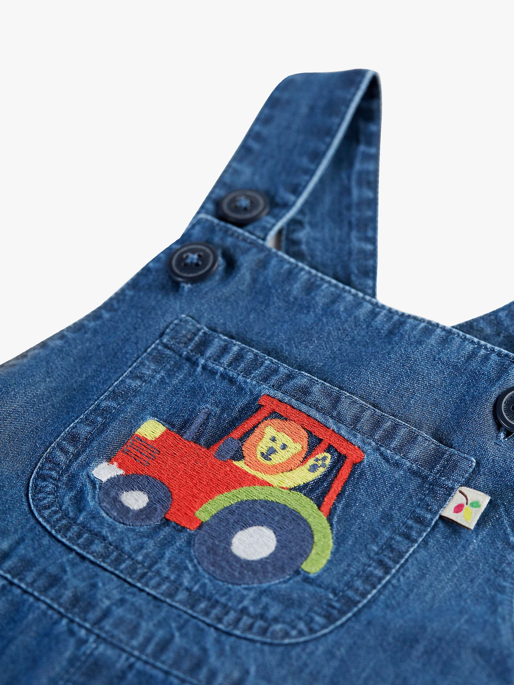 Buy Frugi Baby Carnkie Organic Cotton Tractor Dungarees, Chambray/Multi Online at johnlewis.com