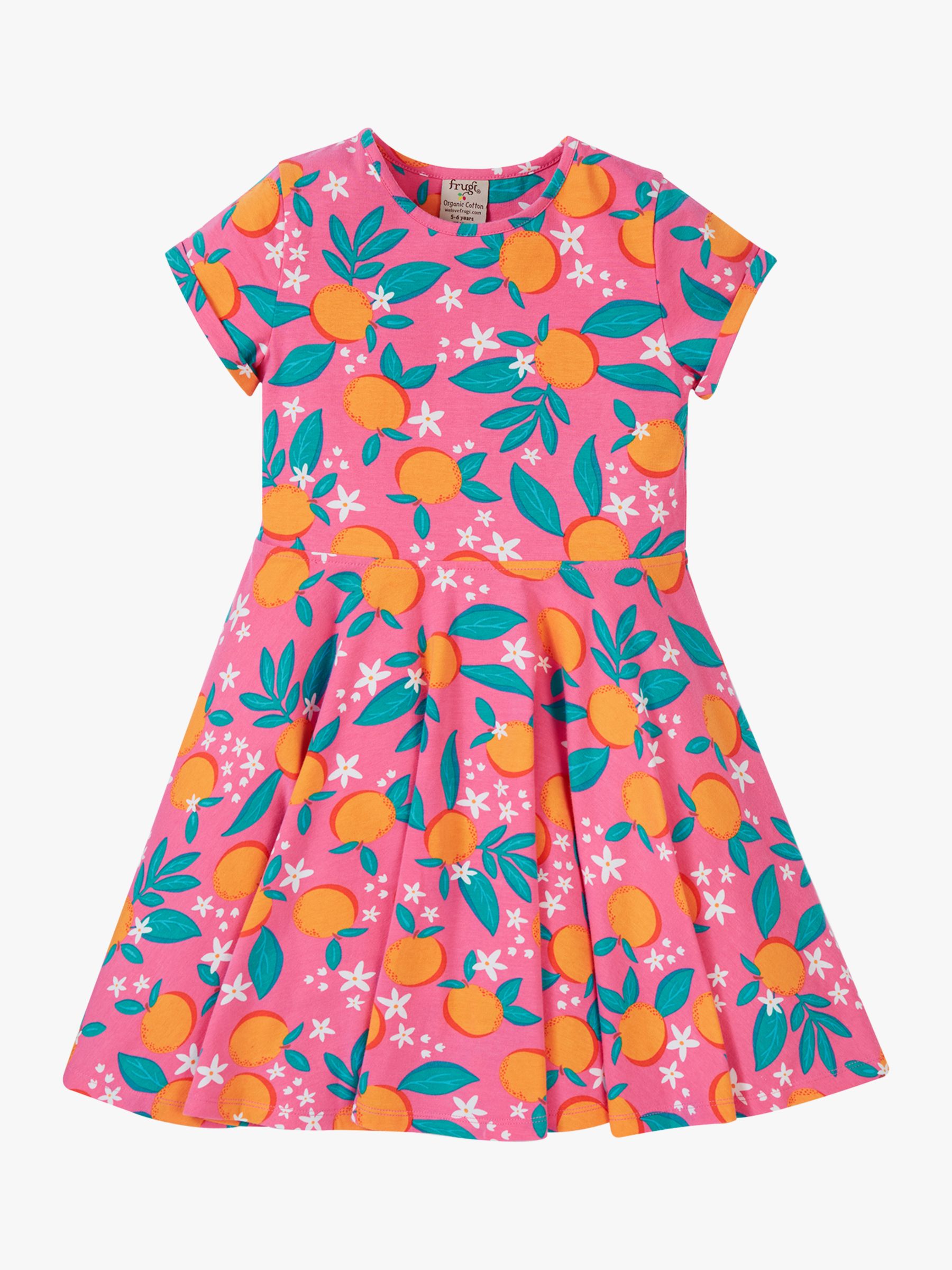 Buy Frugi Kids' Organic Cotton Summer Orange Blossom Skater Dress, Pink/Multi Online at johnlewis.com