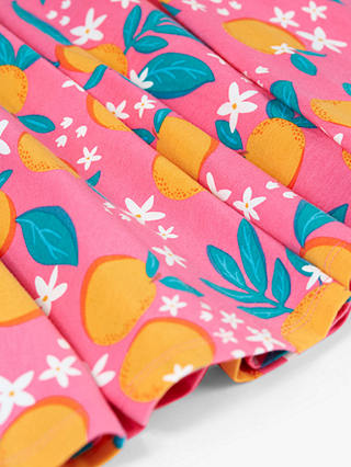 Frugi Kids' Organic Cotton Summer Orange Blossom Skater Dress, Pink/Multi