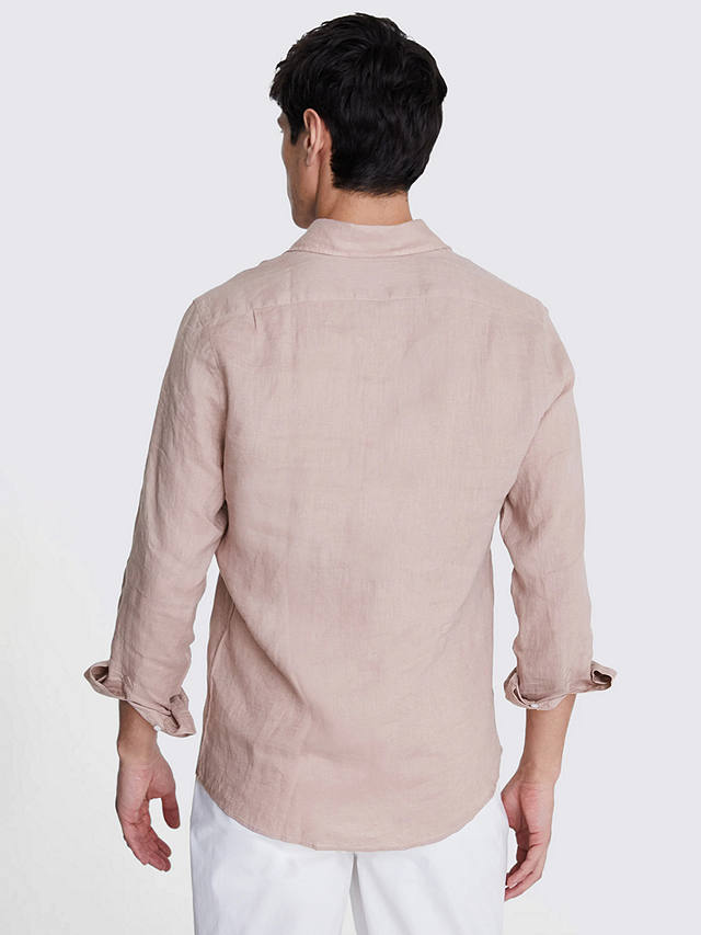 Moss Tailored Fit Linen Long Sleeve Shirt, Dusty Pink