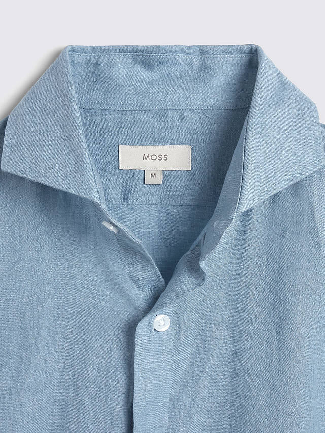 Moss Tailored Fit Linen Long Sleeve Shirt, Soft Blue