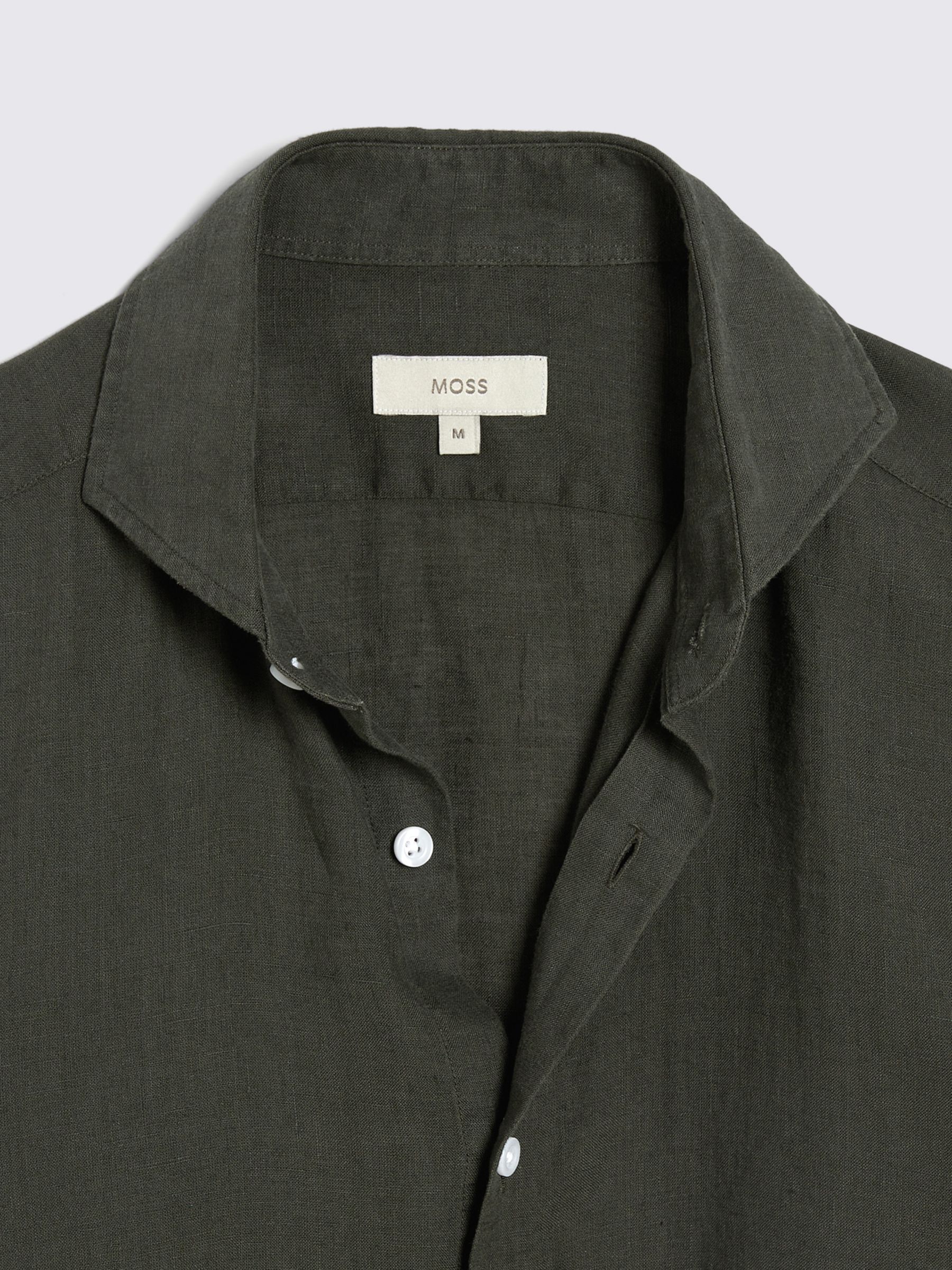 Moss Tailored Fit Linen Long Sleeve Shirt, Khaki, S