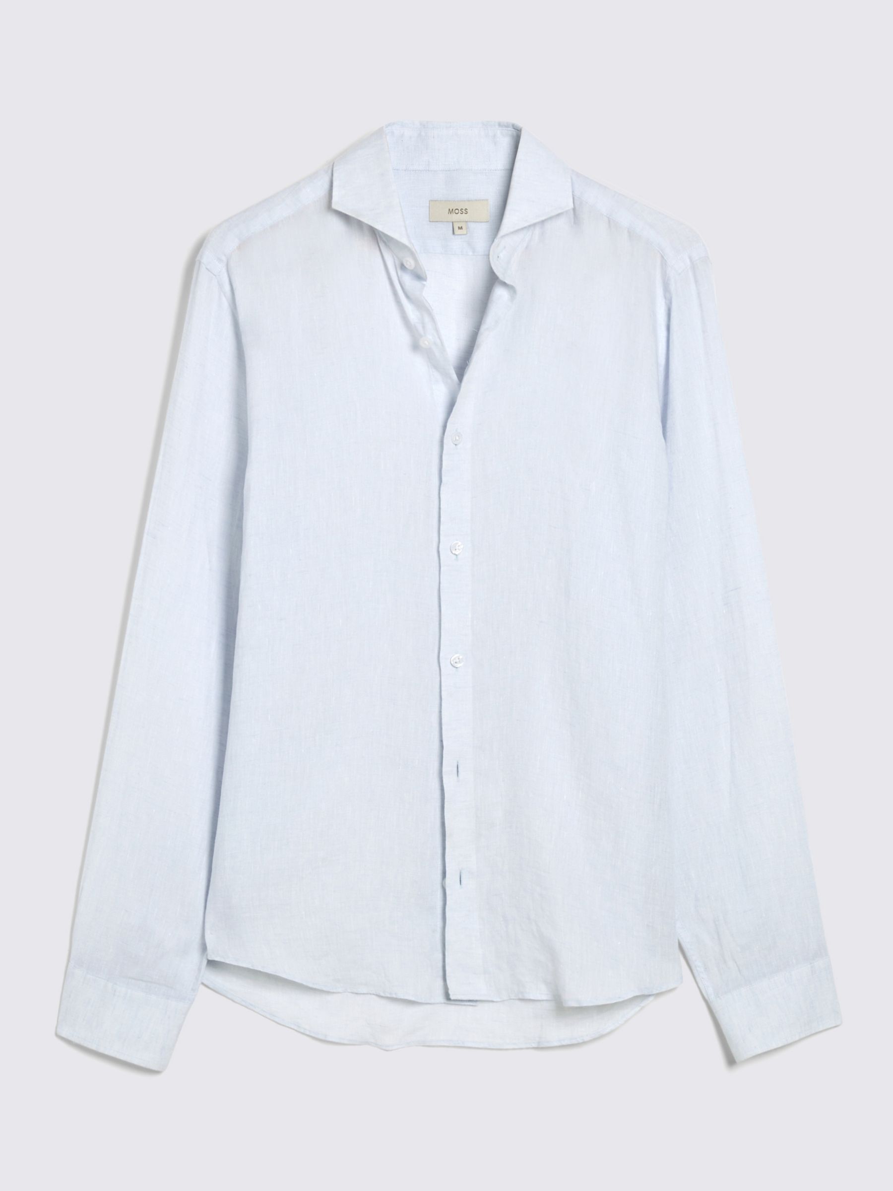 Moss Tailored Fit Linen Long Sleeve Shirt, Sky Blue, S