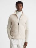 Reiss Tosca Long Sleeve Through Quilted Jacket, Stone