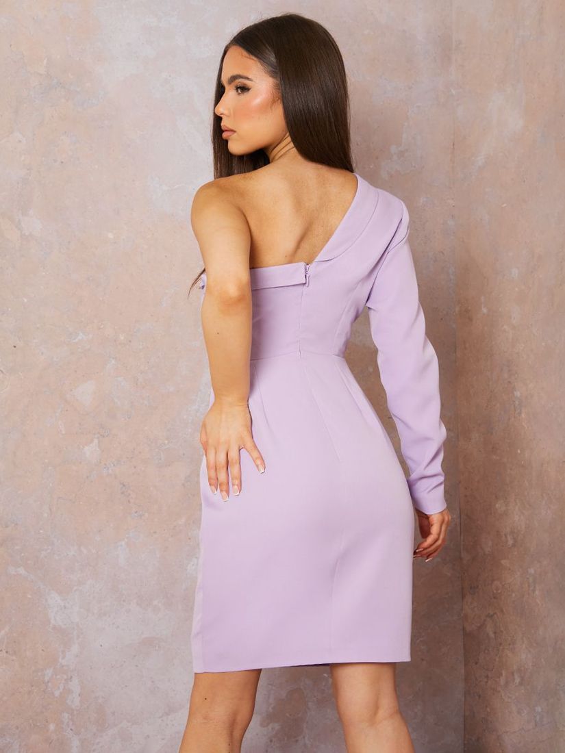 Buy Chi Chi London Ruffle One Shoulder Blazer Mini Dress, Lilac Online at johnlewis.com