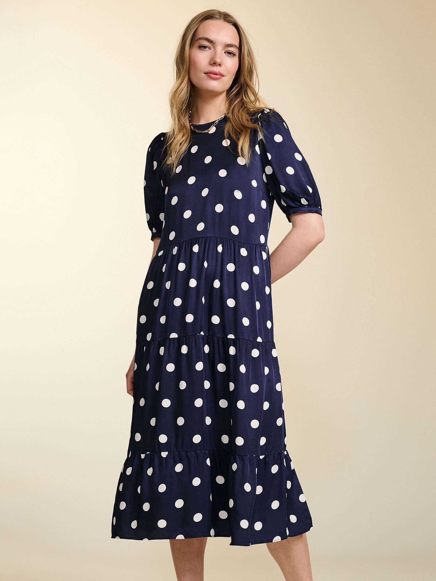 Buy Manon Big Polka Midi Dress, Navy Online at johnlewis.com