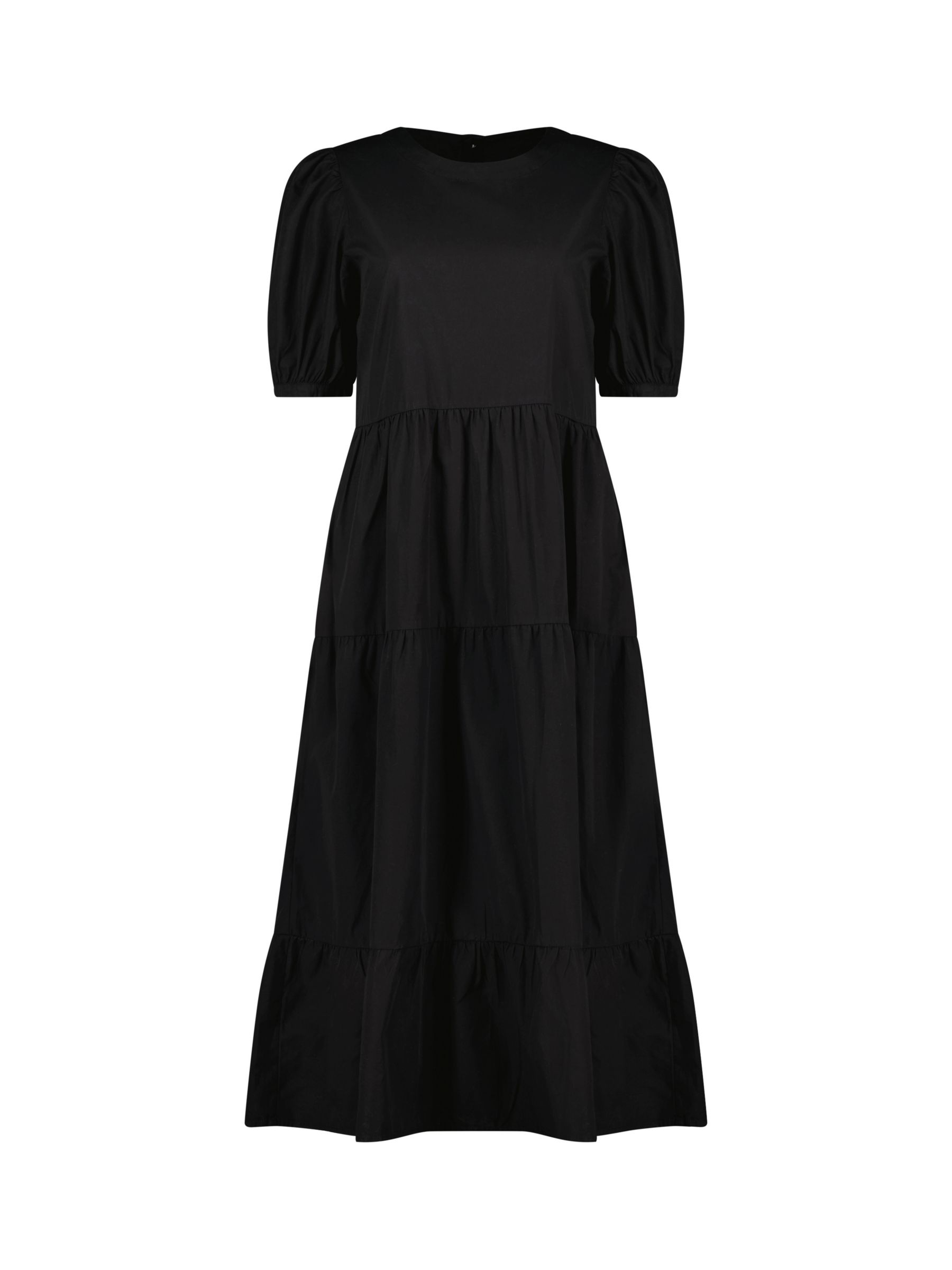 Baukjen Georgiana Organic Cotton Tiered Midi Dress, Caviar Black, 10