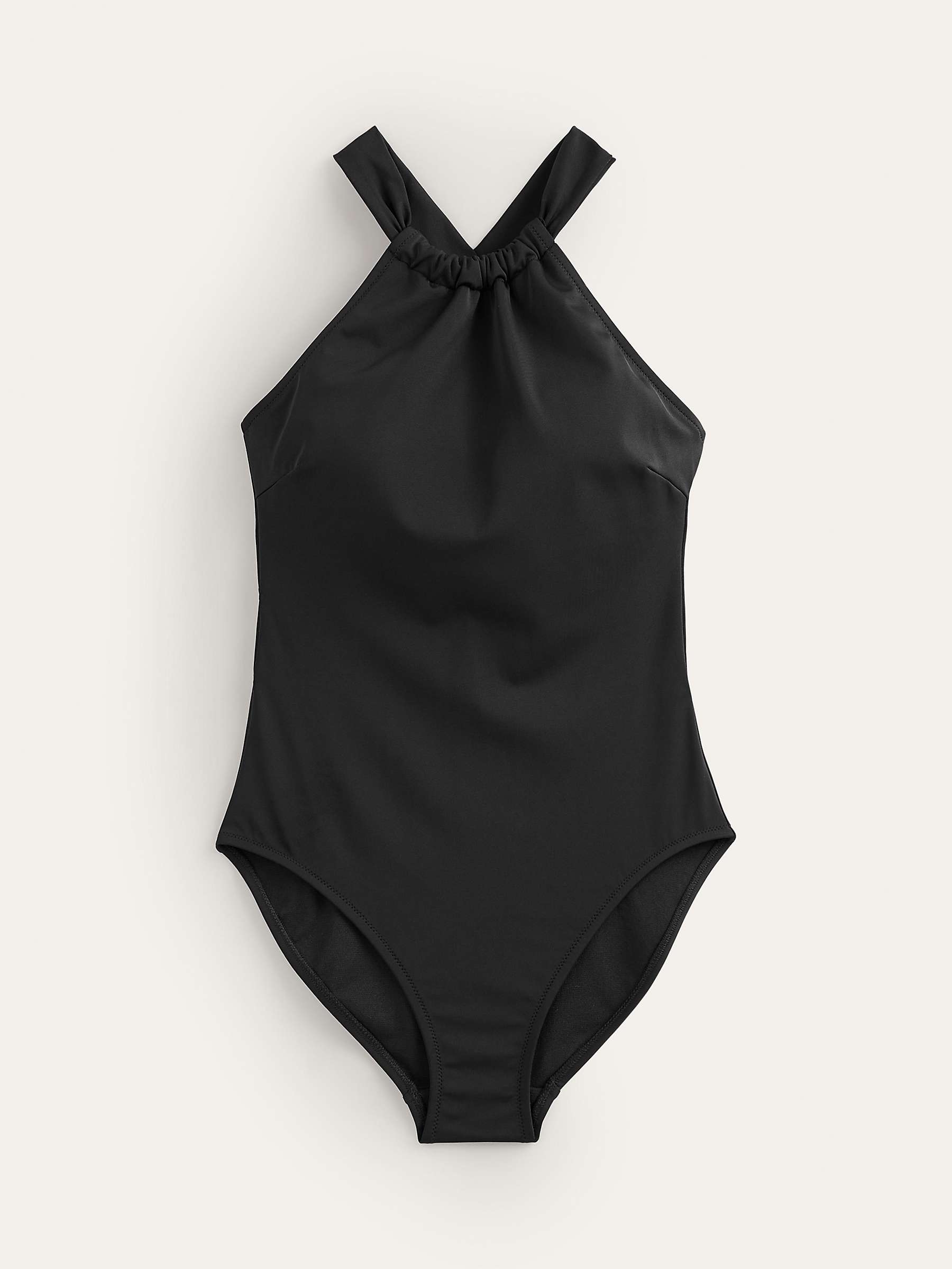 Buy Boden Gathered Neck Cross Back Swimsuit, Black Online at johnlewis.com