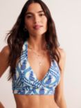 Boden Levanzo Pineapples Halterneck Bikini Top, Blue, Blue