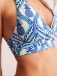 Boden Levanzo Pineapples Halterneck Bikini Top, Blue, Blue