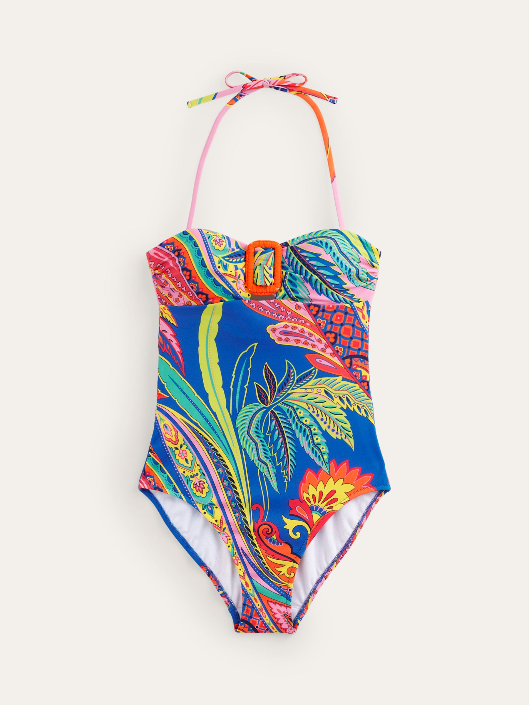 Boden Taormina Bandeau Swimsuit, Multi Paisley, 8