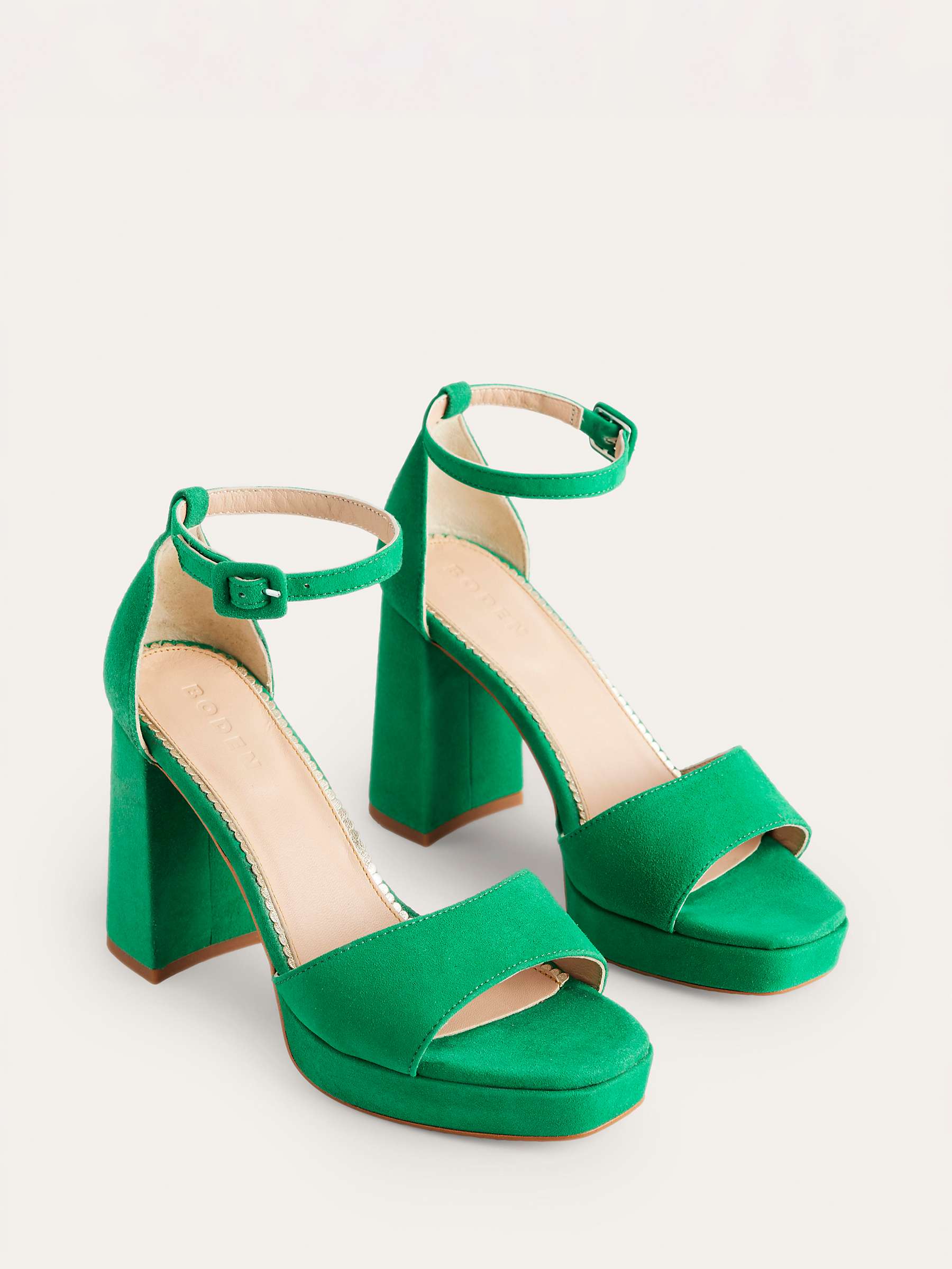 Buy Boden Suede Block Heel Platform Sandals, Green Online at johnlewis.com