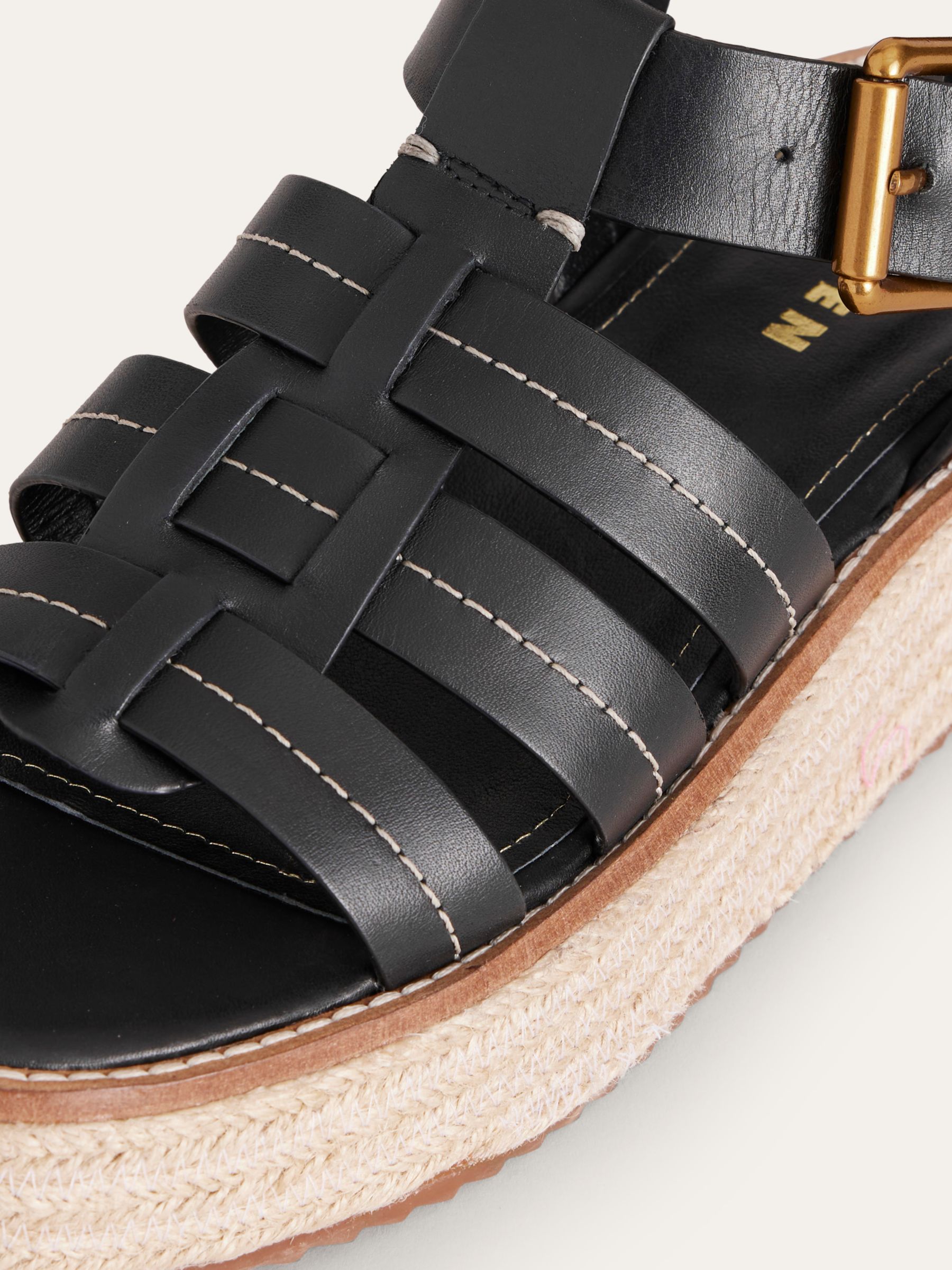 Boden Leather Flatform Sandals, Black, 4