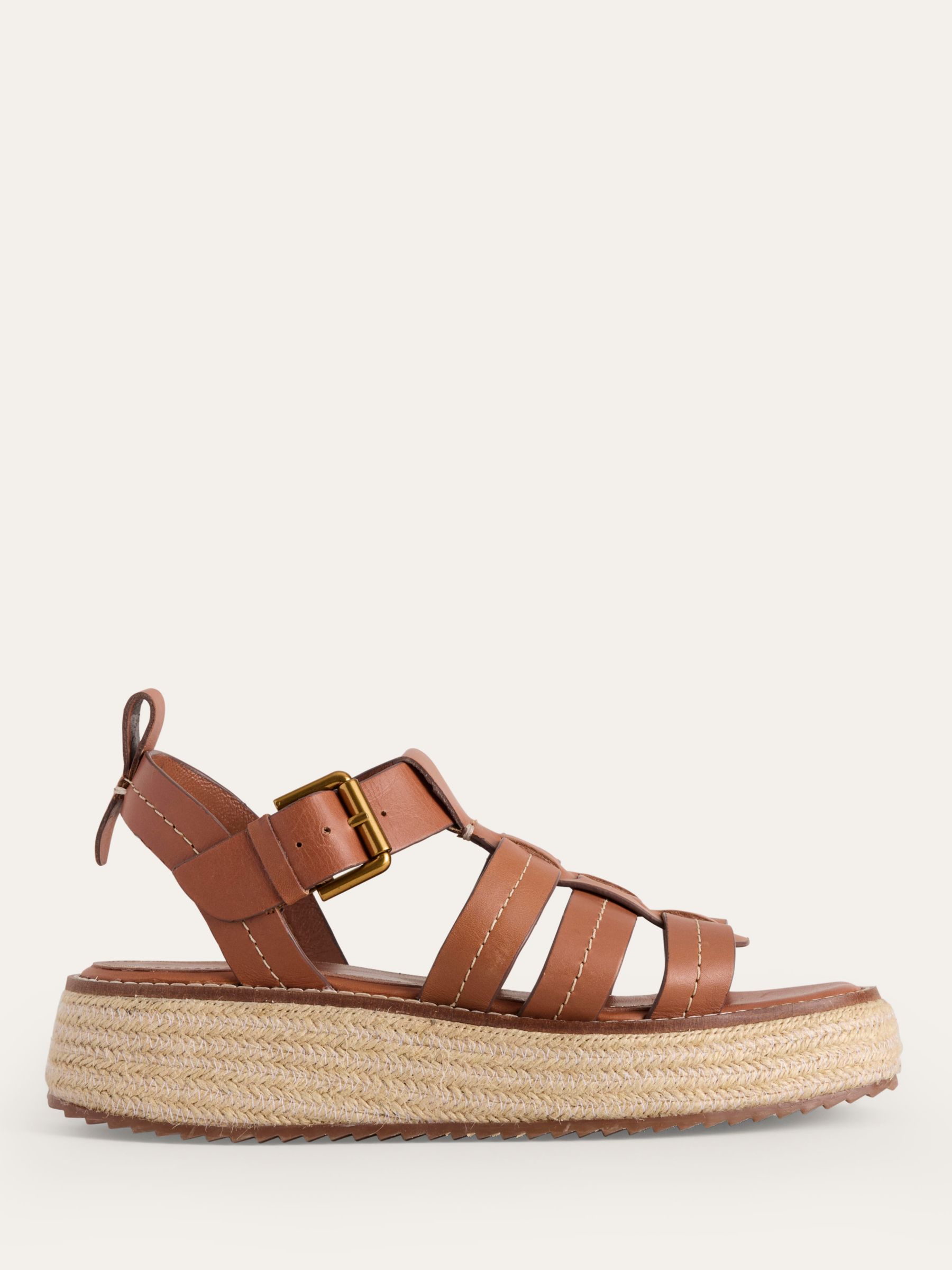 Boden Leather Flatform Sandals, Tan