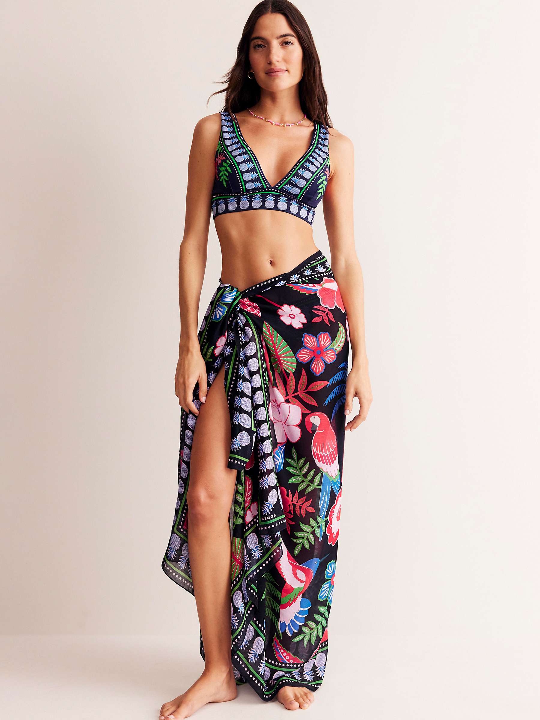 Buy Boden Tropic Parrot Print Sarong Scarf, Multi Online at johnlewis.com