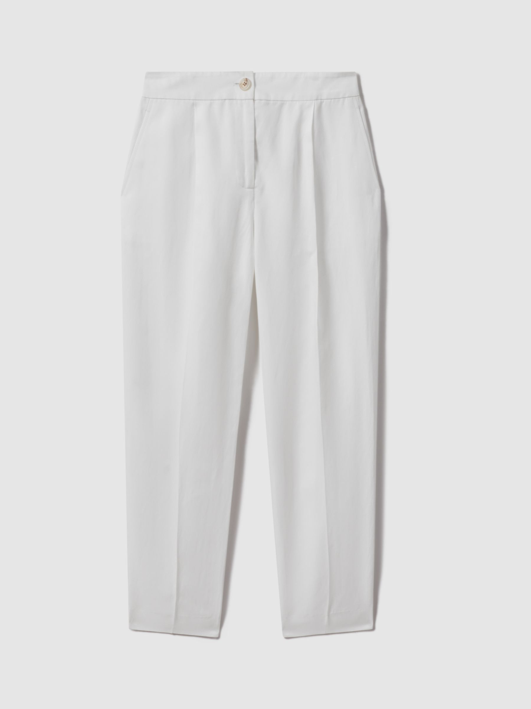 Buy Reiss Farrah Linen Blend Trousers, White Online at johnlewis.com