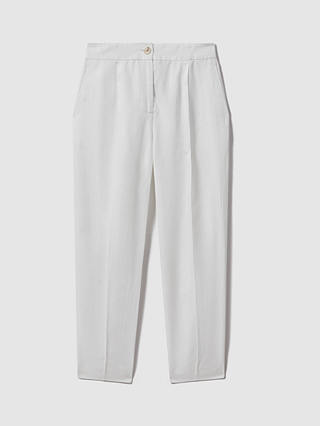 Reiss Farrah Linen Blend Trousers, White