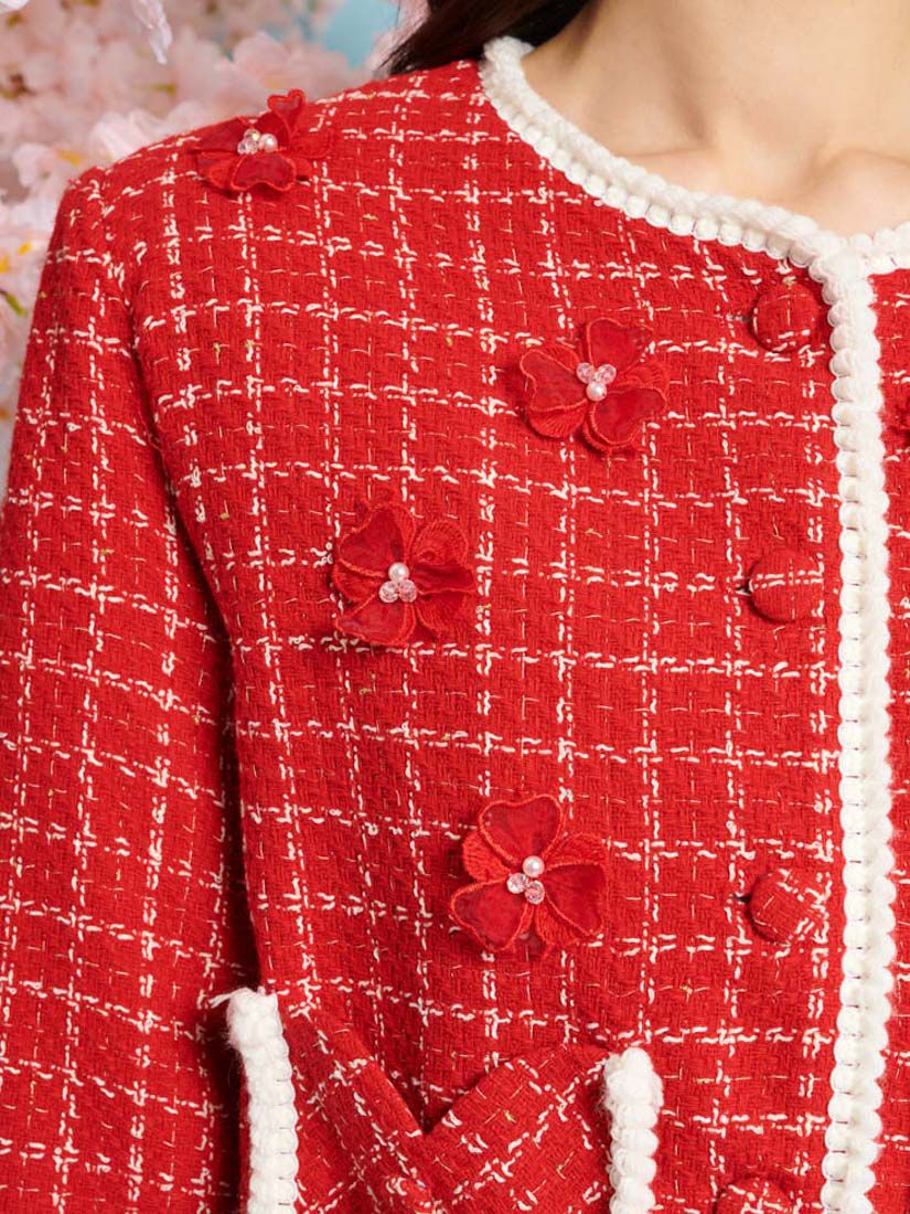 Sister Jane Sweet Cherry Tweed Jacket, Red, 6