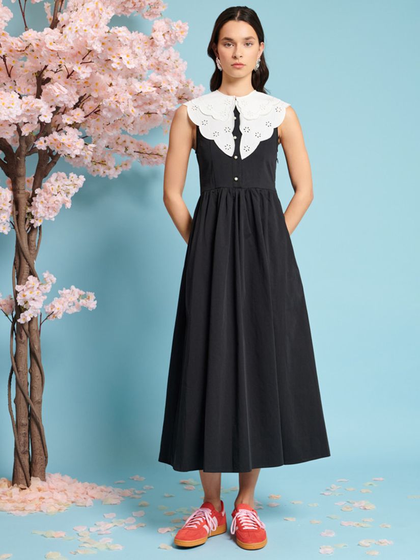 Buy Sister Jane Ara Contrast Collar Midi Dress, Black Online at johnlewis.com