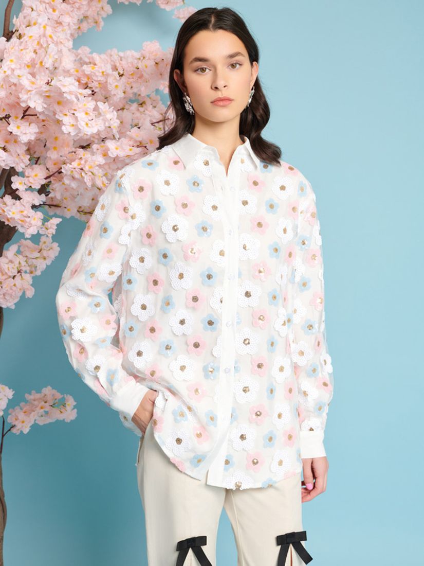 Sister Jane Garden Sequin Shirt, Ivory/Multi, 6