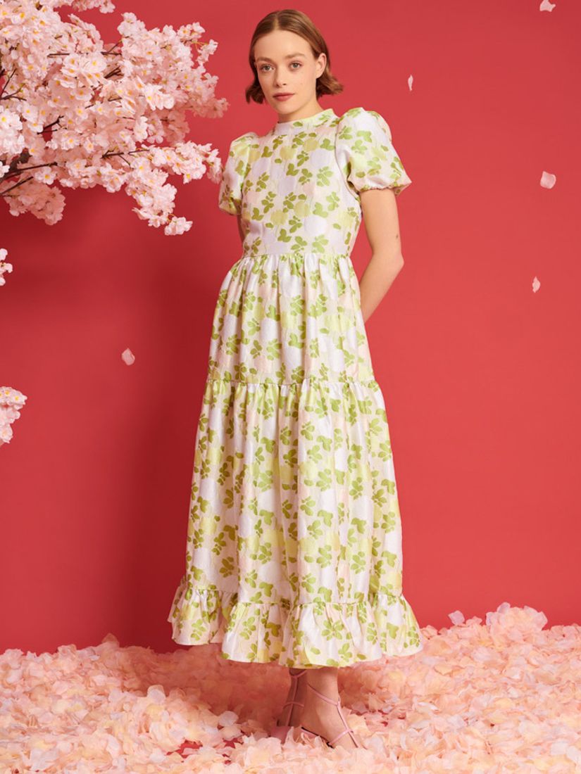 Sister Jane Dream Picnic Floral Jacquard Maxi Dress, Ivory, 6