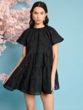 Sister Jane Paper Rose Organza Mini Dress, Black