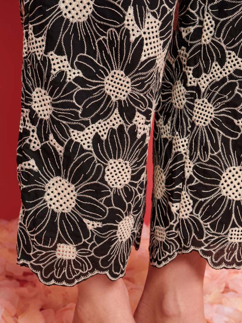Sister Jane Dream Flower Haze Cropped Trousers, Black/Multi, 6