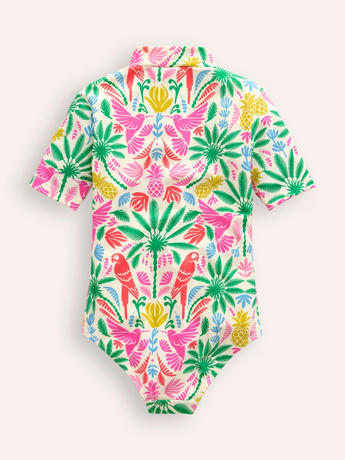 Mini Boden Kids' Rainbow Palm Print Short Sleeve Swimsuit, Multi, 2-3 years