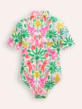 Mini Boden Kids' Rainbow Palm Print Short Sleeve Swimsuit, Multi