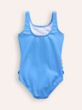 Mini Boden Kids' Fun Parrot Applique Swimsuit, Vintage Blue