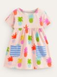 Mini Boden Kids' Pineapple Print Short Sleeve Tunic, Pink