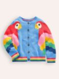 Mini Boden Kids' Parrot Cardigan, Aqua Sea
