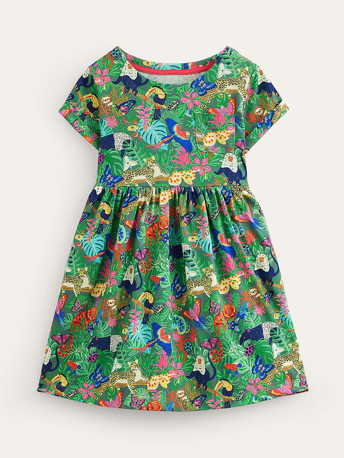 Buy Mini Boden Kids' Fun Jersey Dress, Green Rainforest Online at johnlewis.com