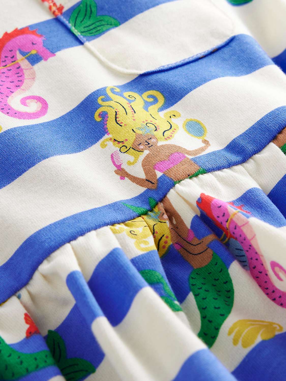 Buy Mini Boden Kids' Fun Mermaid Stripe Print Jersey Dress, Blue Online at johnlewis.com