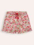 Mini Boden Kids' Bubblegum Floral Frill Hem Shorts, Pink/Multi, Pink/Multi