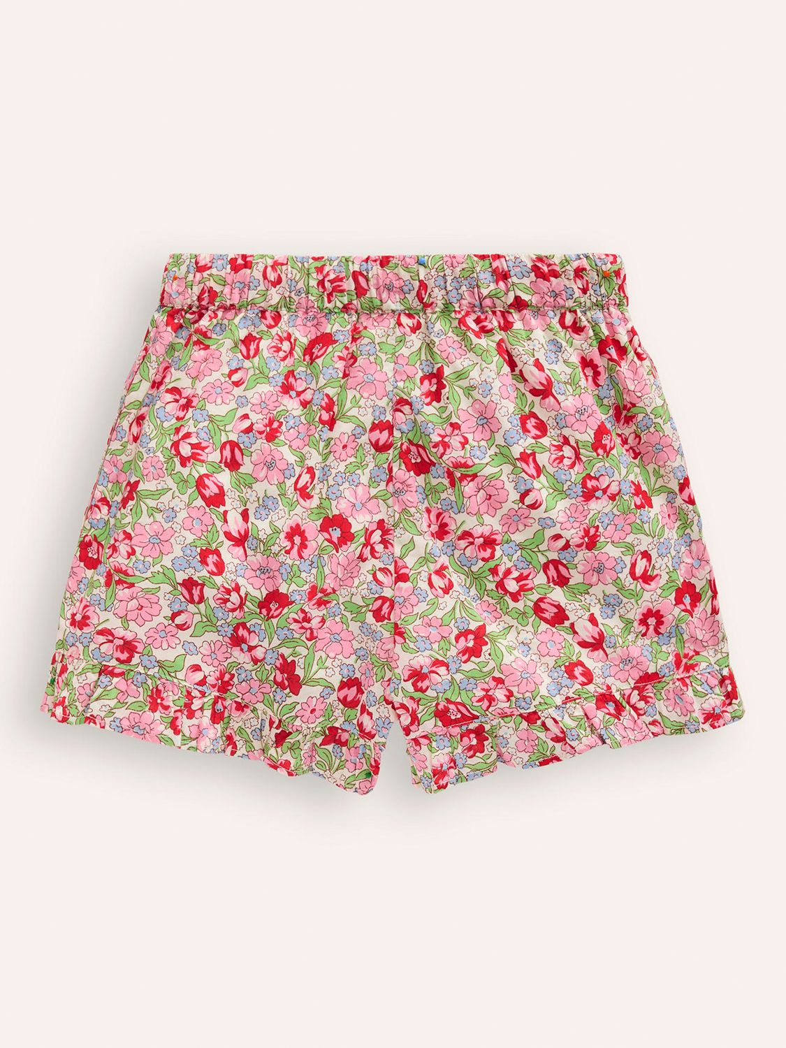 Mini Boden Kids' Bubblegum Floral Frill Hem Shorts, Pink/Multi, 12-18 months