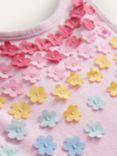 Mini Boden Kids' Floral Jersey Tulle Flutter Dip Hem Party Dress, Sweet Pea Pink