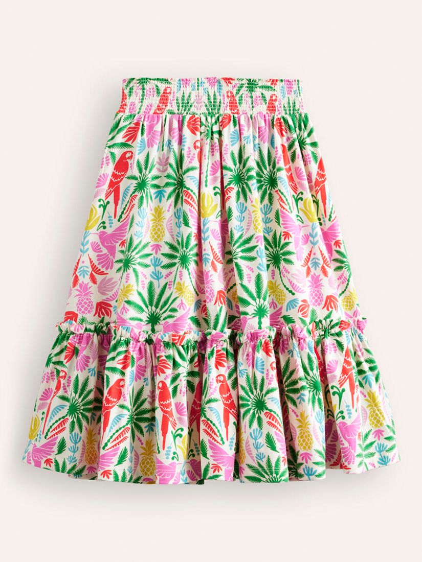Mini Boden Kids' Rainbow Palm Print Midi Skirt, Multi, 5-6 years