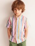 Mini Boden Kids' Cotton Linen Blend Shirt, Multi