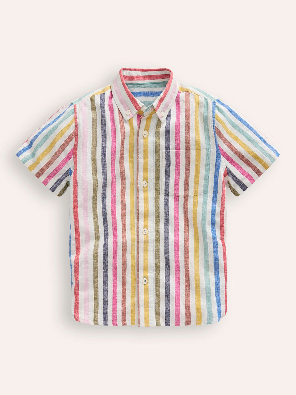 Mini Boden Kids' Cotton Linen Blend Shirt, Multi, 2-3 years