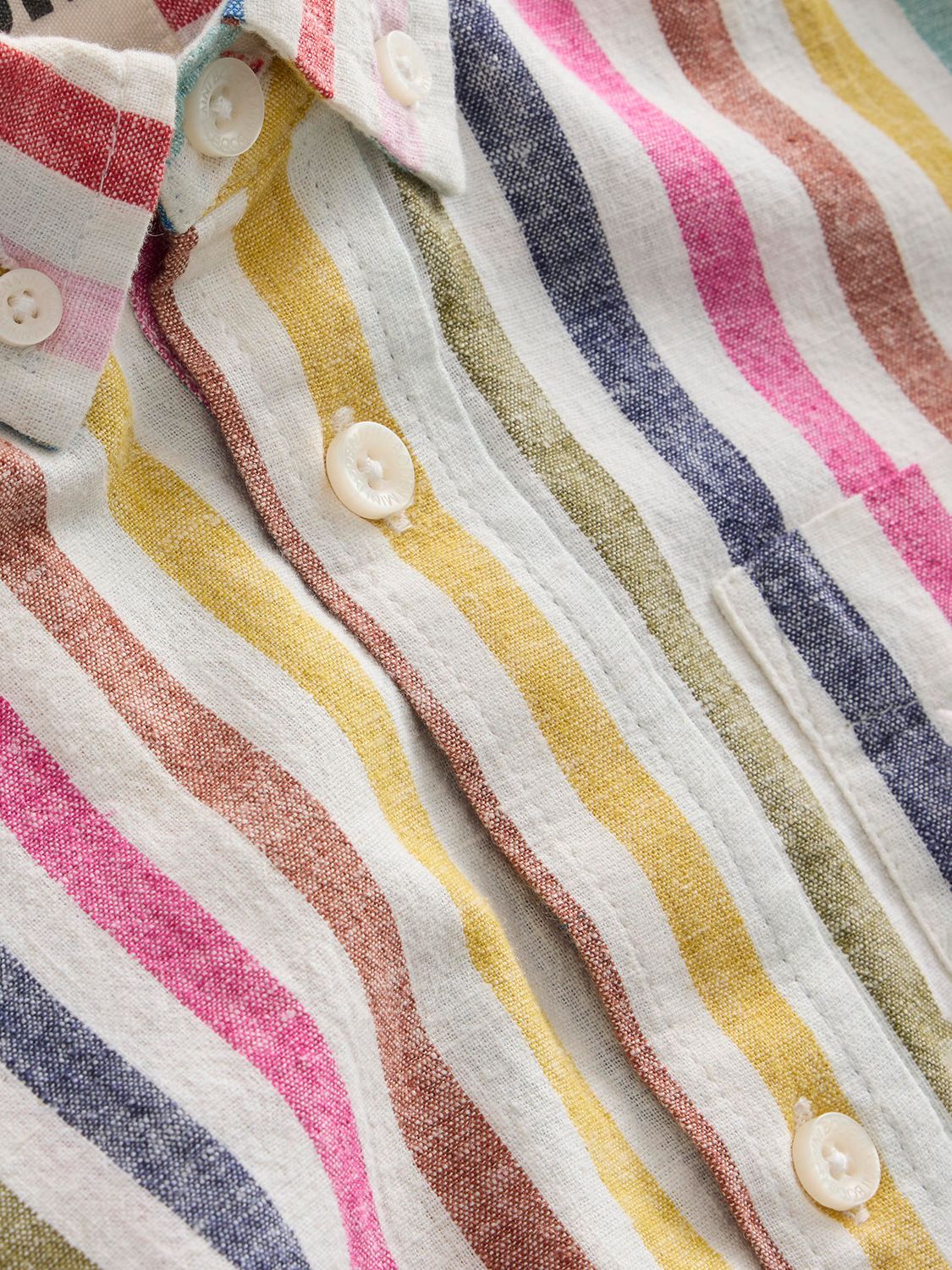 Mini Boden Kids' Cotton Linen Blend Shirt, Multi, 2-3 years