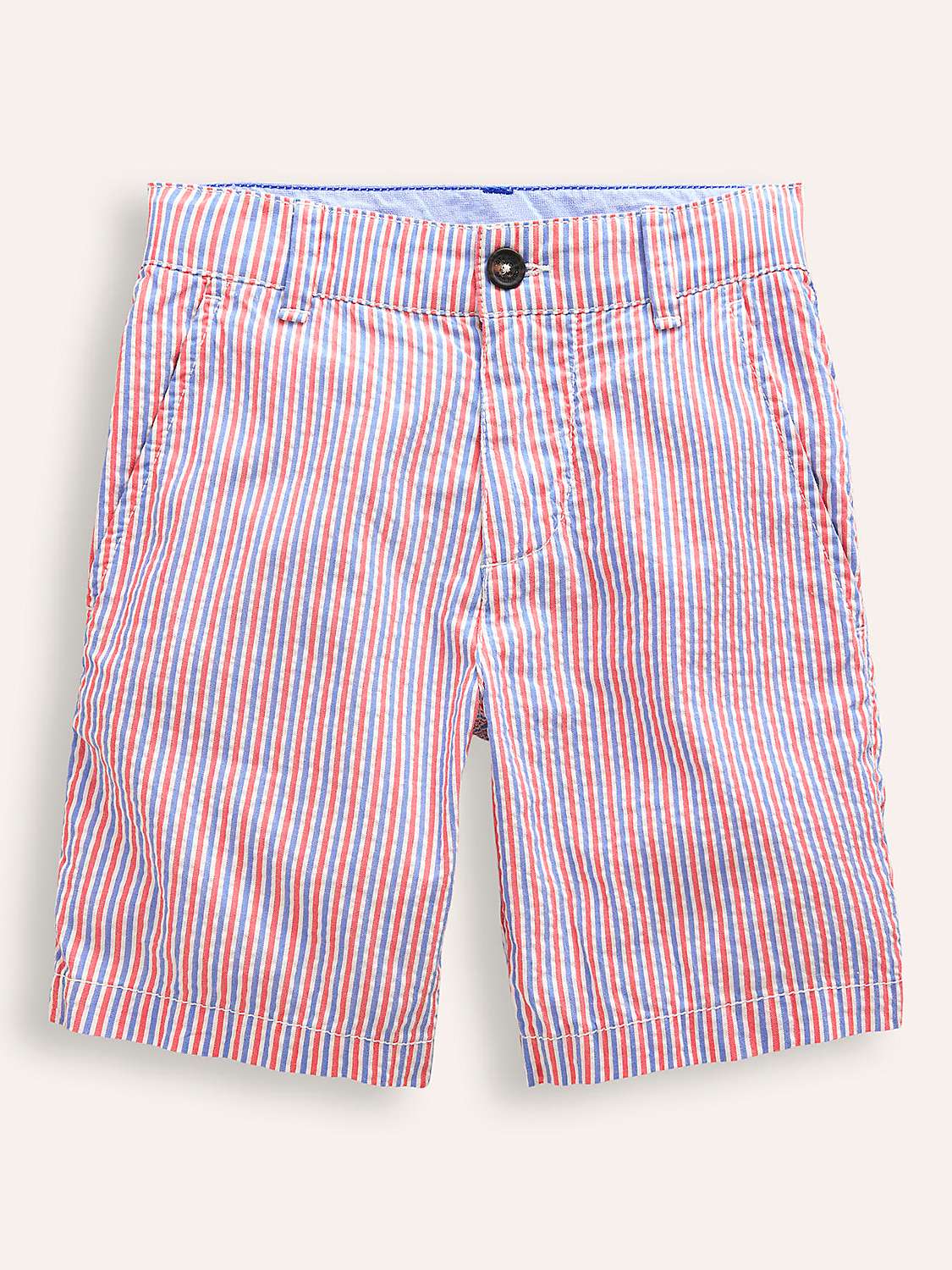 Buy Mini Boden Kids' Seersucker Stripe Chino Shorts, Jam Red/Blue Online at johnlewis.com