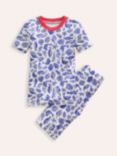 Mini Boden Kids' Seashore Print Snug Short John Pyjamas, Blue/Multi