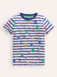 Mini Boden Kids' Stripe and Star Cotton T-Shirt, Multi