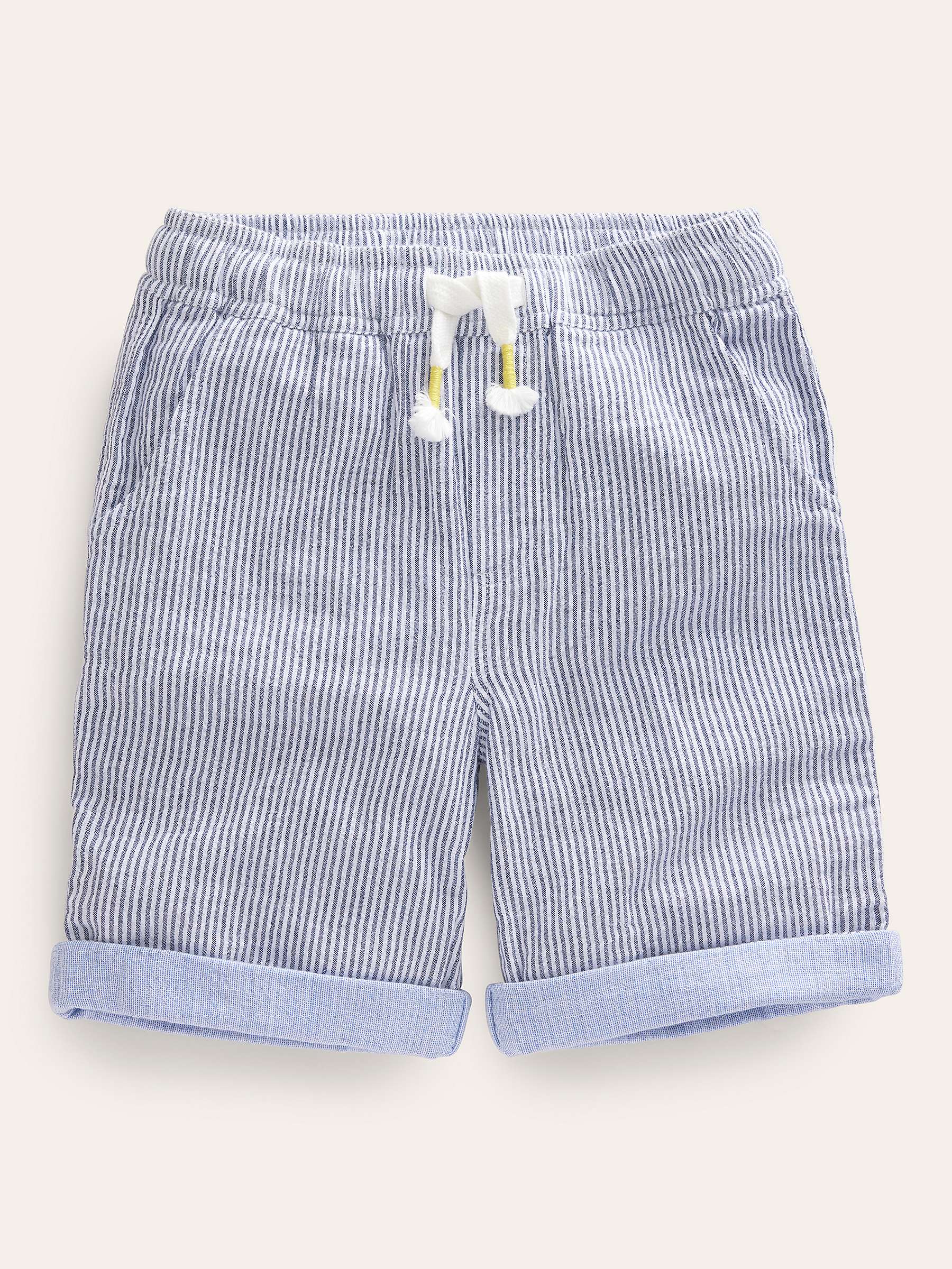 Buy Mini Boden Kids' Stripe Drawstring Lightweight Holiday Shorts, College Navy Ticking Online at johnlewis.com