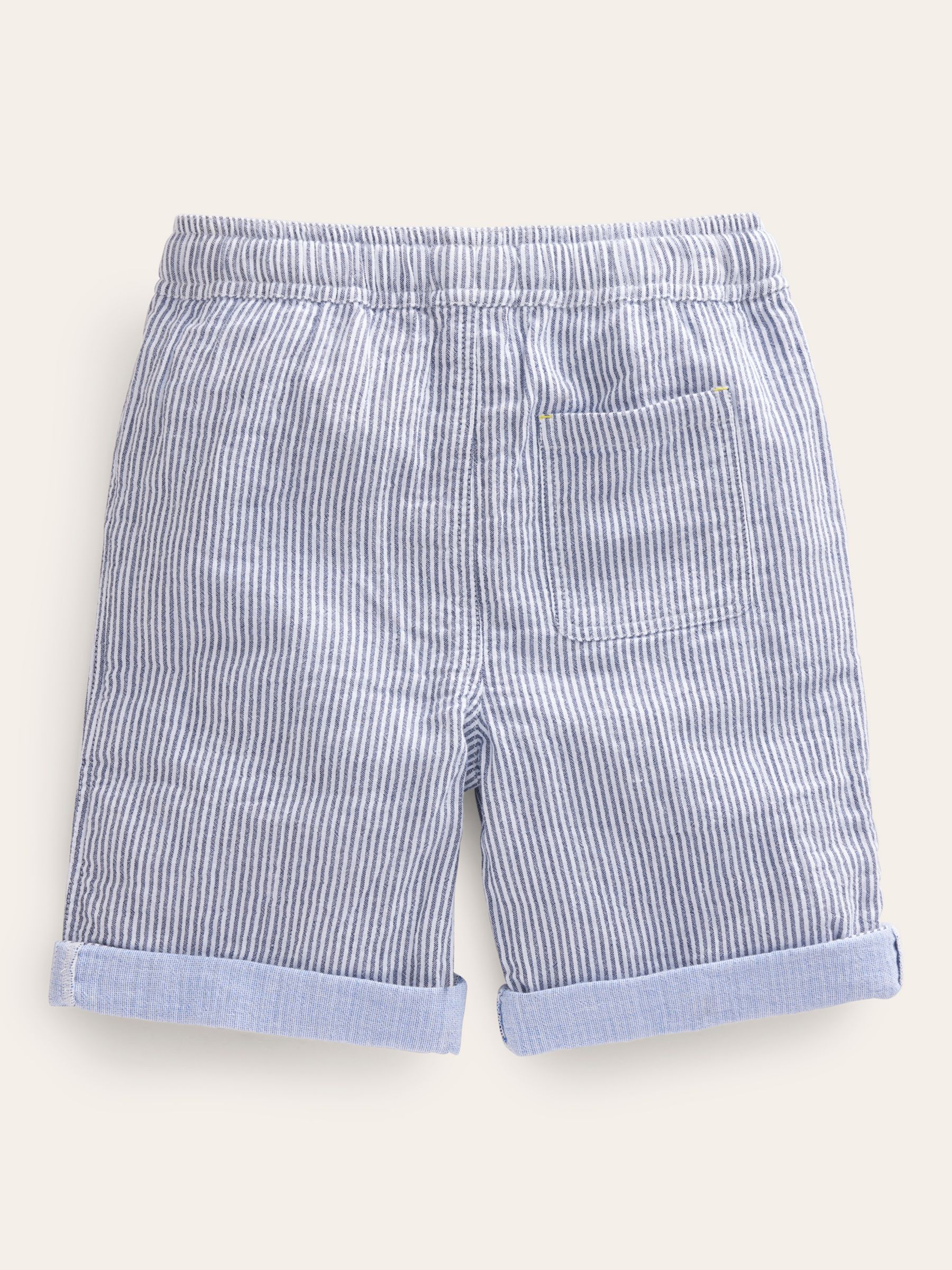 Mini Boden Kids' Stripe Drawstring Lightweight Holiday Shorts, College Navy Ticking, 3 years